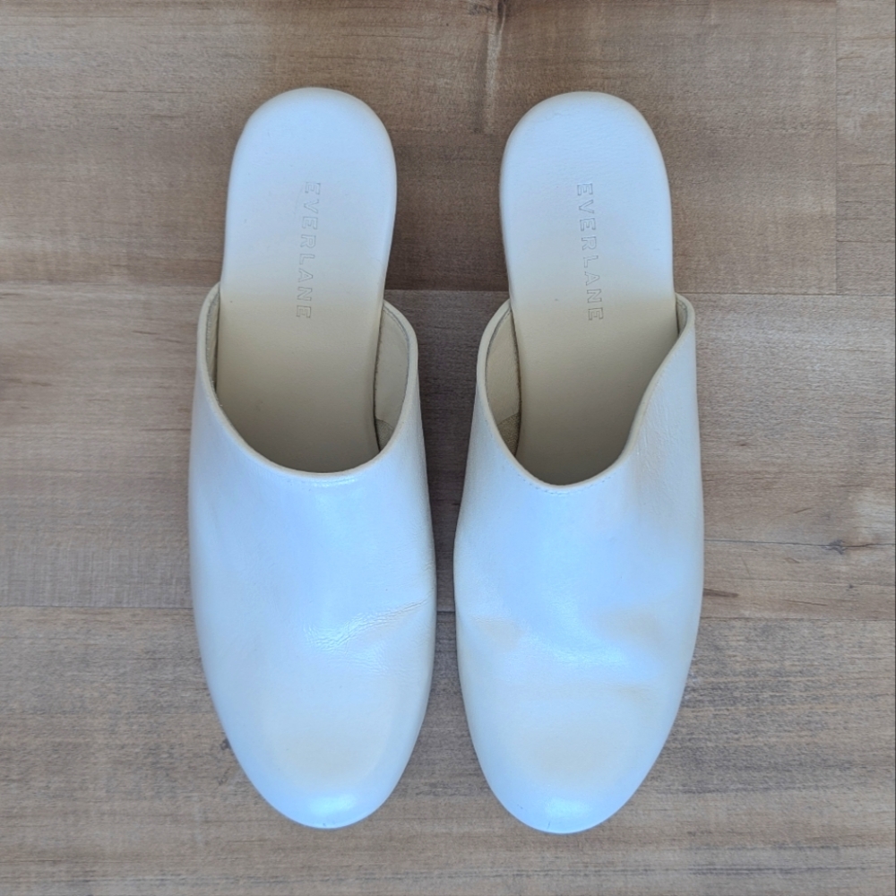 Everlane The Clog in Bone Leather with Wood Wedge Platform - Size 9 - Picture 6 of 11